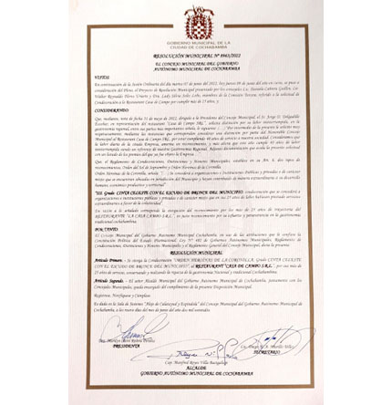 Reconocimiento Concejo Municipal - Gobierno Autónomo Municipal de Cochabamba