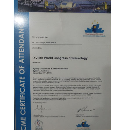 XVIIIth World Congress of Neurology - 2005