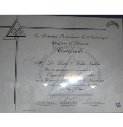 Codirector del lanzamiento del primer número de la revista científica, como órgano oficial de la Sociedad Boliviana de Neurología - 2003