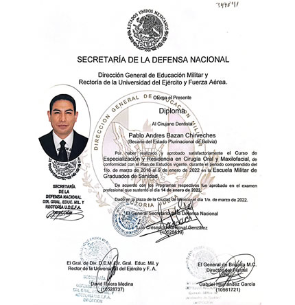 Especialización  en Cirugía Oral y Maxilofacial - Secretaría de la Defensa Nacional