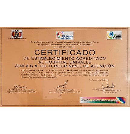 Acreditación – Hospital Univalle Tercer nivel de atención