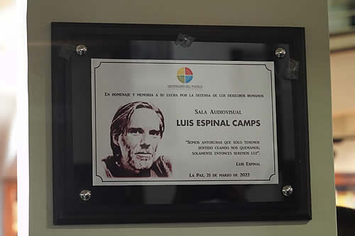 Inauguran sala audiovisual en homenaje a Luis Espinal, destinada a promover y difundir los Derechos Humanos