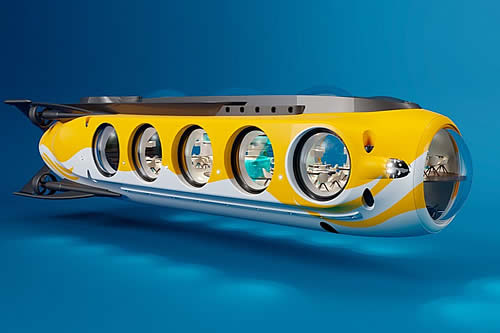 Presentan el proyecto del primer submarino turístico de lujo para fiestas y bodas capaz de sumergirse a 200 metros bajo el agua 